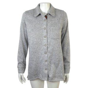 Soft Surroundings Willow Heather Gray Shirt Jacket Snap Front Shacket
